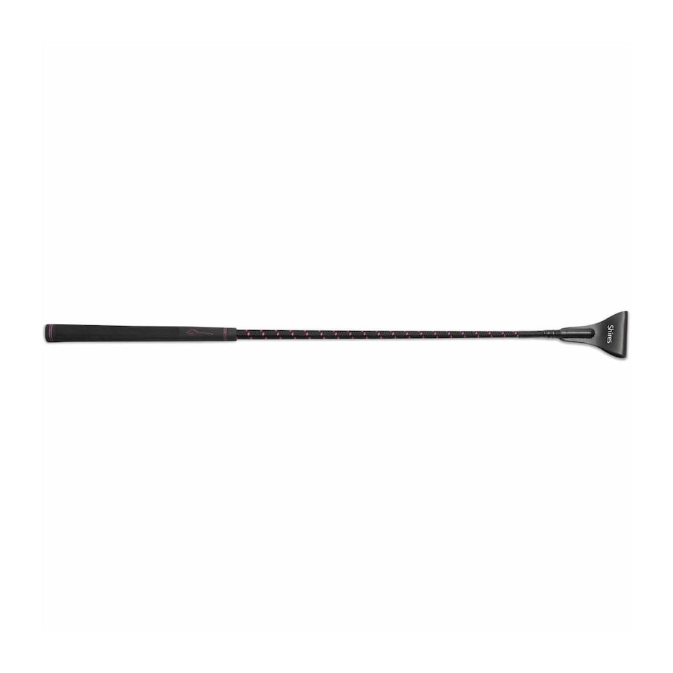 image 1 of Shires Topaz Leather Horse Riding Whip - Raspberry - 26in