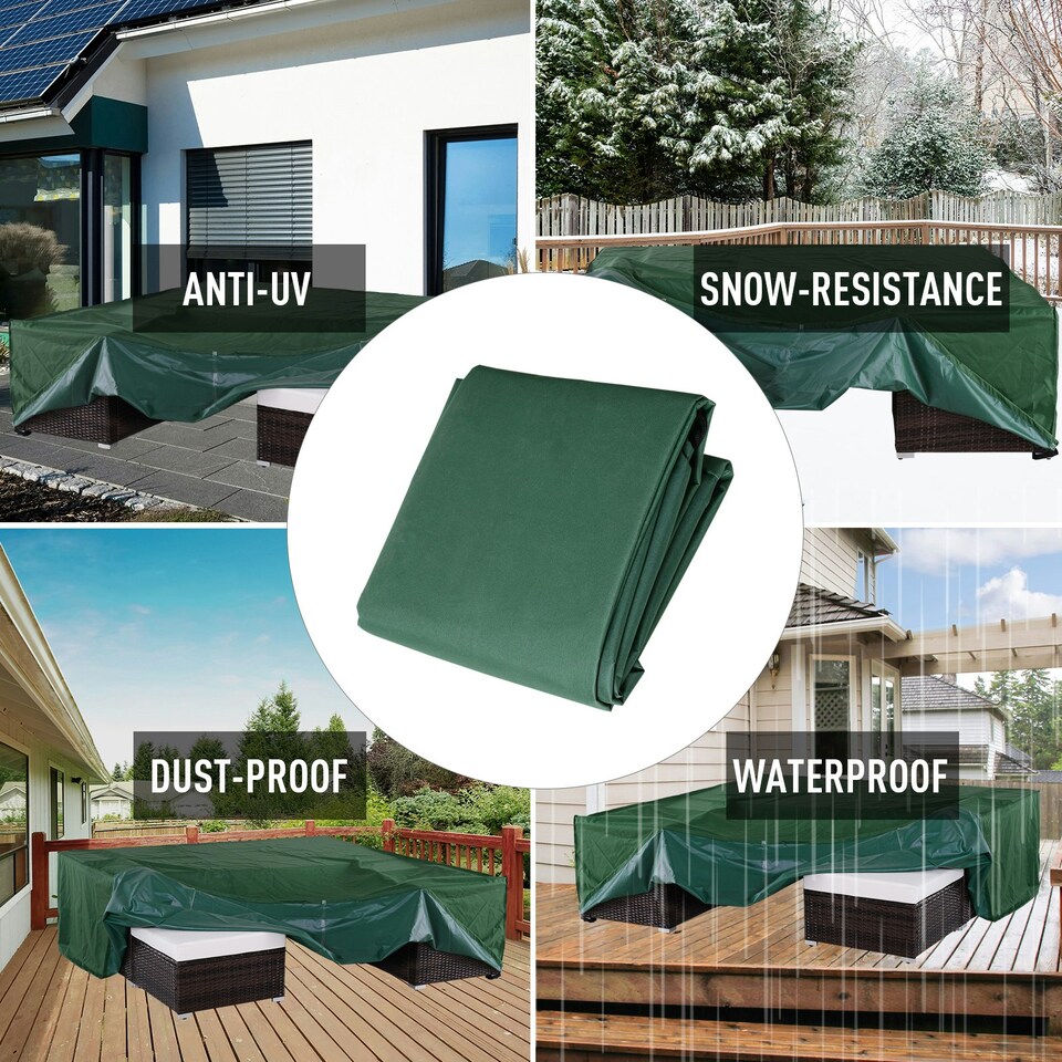 image 1 of Outsunny 205x145x70cm UV Rain Protective Cover For Garden Patio Rattan Furniture Grey | 210 x140 x80 cm