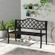 image 9 of COSTWAY 128CM Patio Bench Slatted Metal Garden Loveseat Black