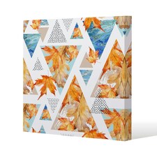Autumn Geometrics with Maple Leaves (Canvas Print) 77 x 77 x 4cm
