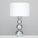 image 3 of ValueLights Modern Chrome Stacked Balls Table Lamp With White Faux Silk Shade