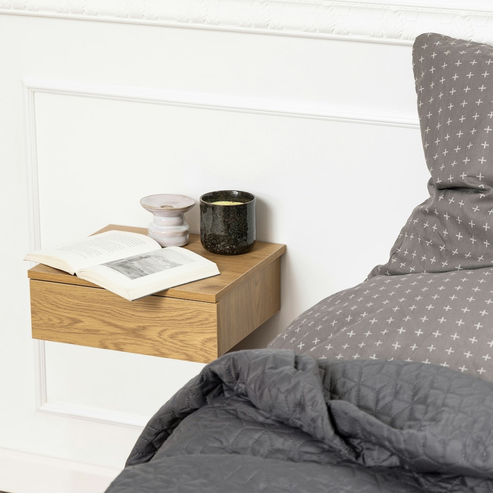 image 1 of Avignon Square Bedside Table with 1 Drawer in Oak