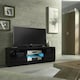 image 6 of TV Unit 120cm Black Gloss Doors Black Matt Body Glass Shelf Free LED Black