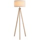 image 1 of HOMCOM Wood Tripod Floor Lamp Home Lighting Elegant E27 Bulb Linen Shade Beige