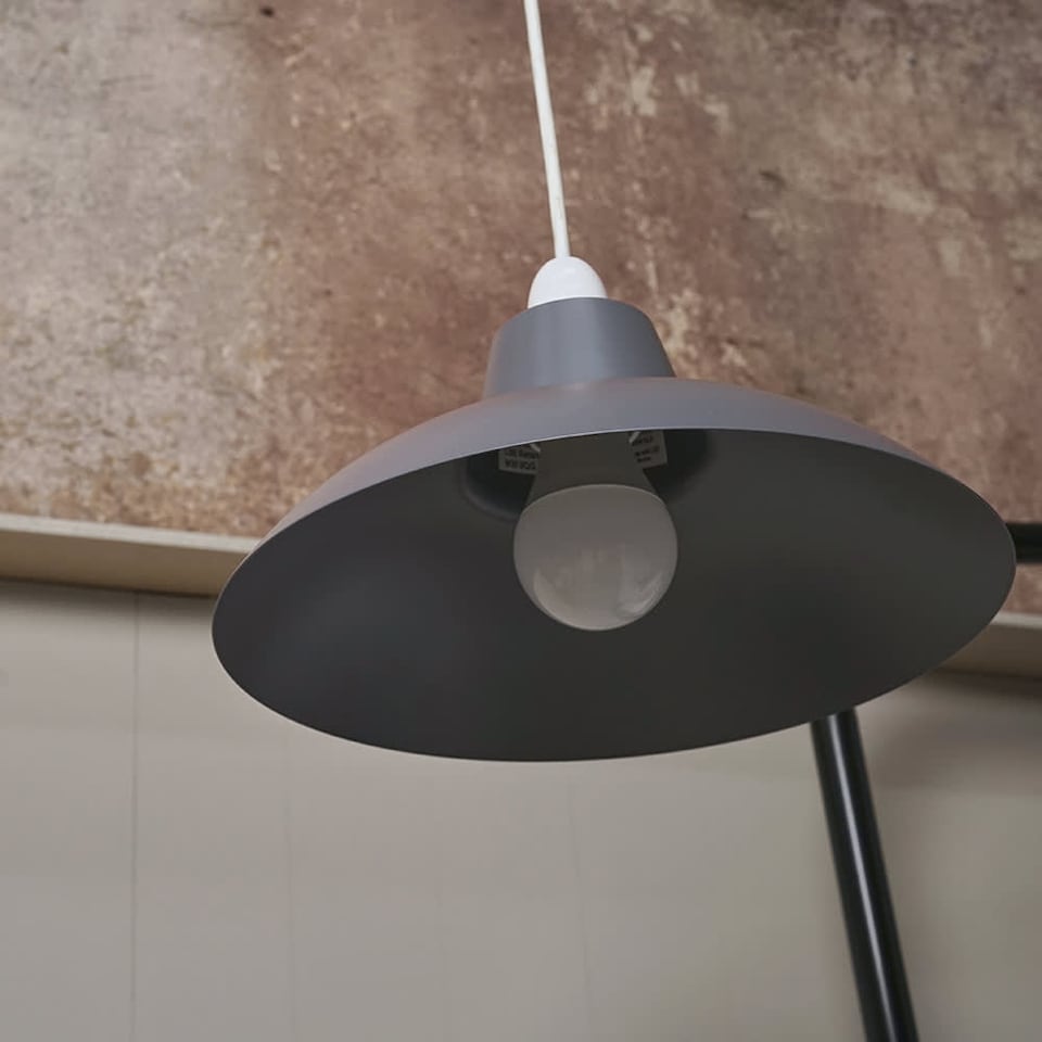 image 1 of ValueLights Civic Metro Grey Ceiling Pendant Shade & Bulb | Grey