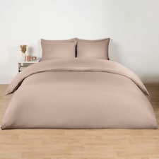 OHS Soft Cosy Microfibre Plain Duvet Cover and Pillowcase Set Brown | MINK | Double