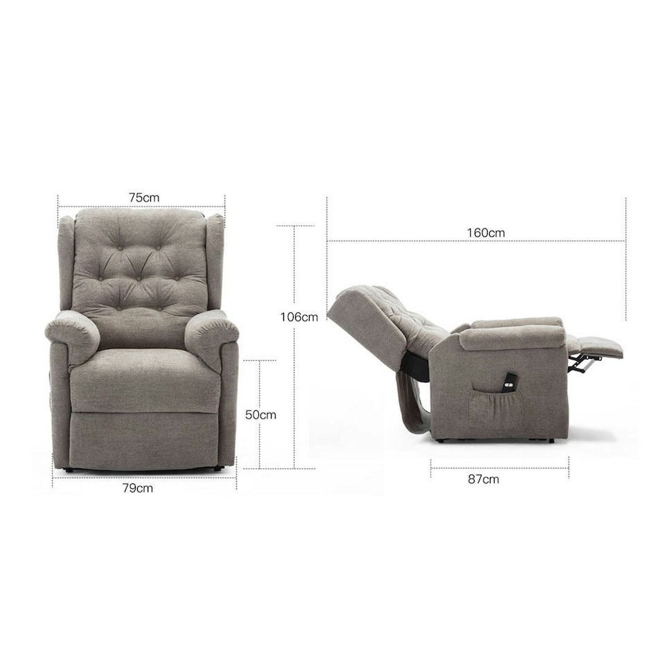 image 1 of Barnsley Fabric Electric Single Motor Rise Recliner Mobility Armchair (Brown)