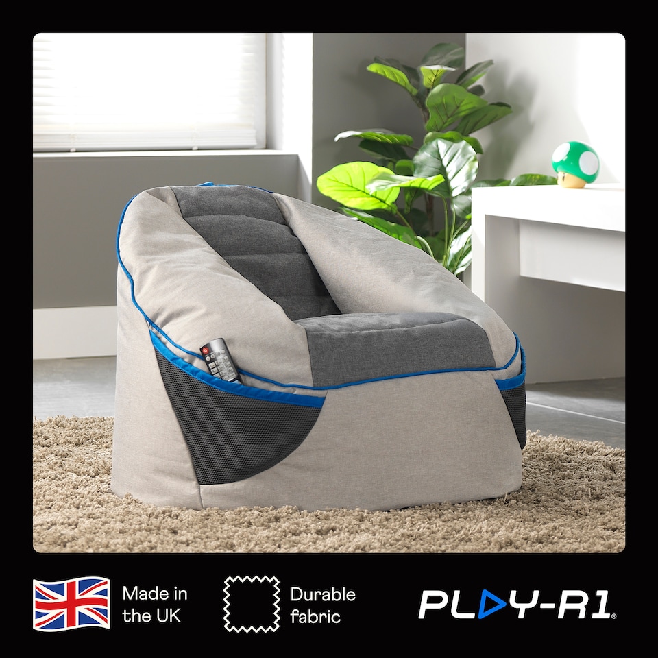 image 1 of PLAY-R1 Alpha Kids Gaming Bean Bag Chair Grey Video Gaming Bean Bags | Grey | Grey | 1