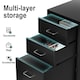 image 4 of Living and Home Vertical File Cabinet with Wheels - Black