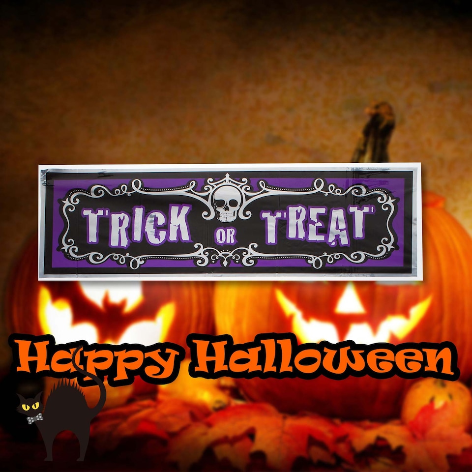 image 1 of PMS Trick Or Treat Banner Decoration 3ft 90cm