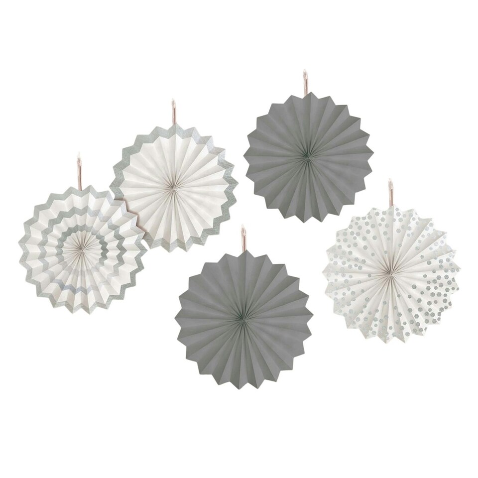 Amscan Paper Fan Hanging Decoration - Silver - One Size