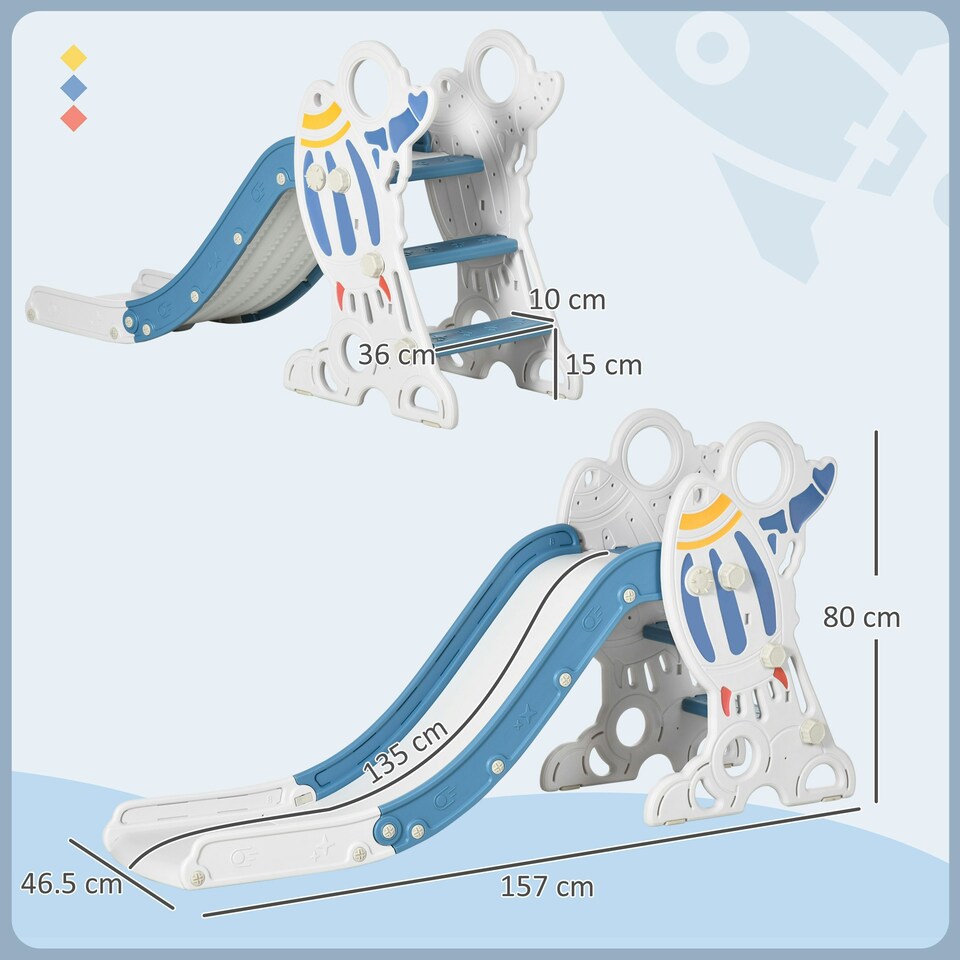 image 1 of AIYAPLAY Baby Slide Freestanding Slide for Kids 1.5-3 Years Space Theme, Blue