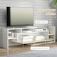 image 2 of HOMCOM TV Cabinet Unit w/ Wall-Mounted Shelf, Open Shelves White and Natural | White