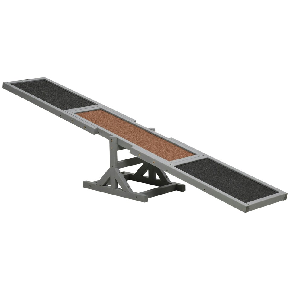 image 1 of PawHut Wooden Pet Seesaw for Big Dogs with Anti-Slip Surface, Grey