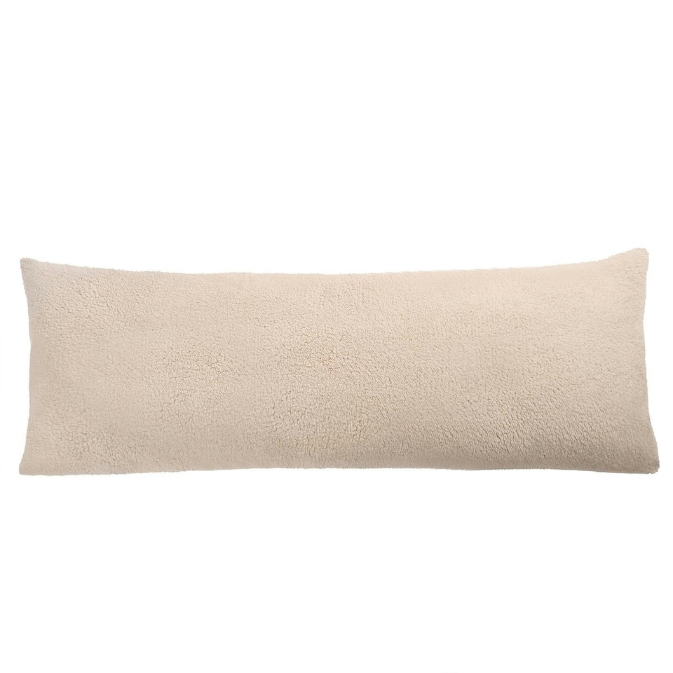 image 1 of OHS Teddy Fleece Long Bolster Pregnancy Body Support Cushion, 40x137cm - Natural