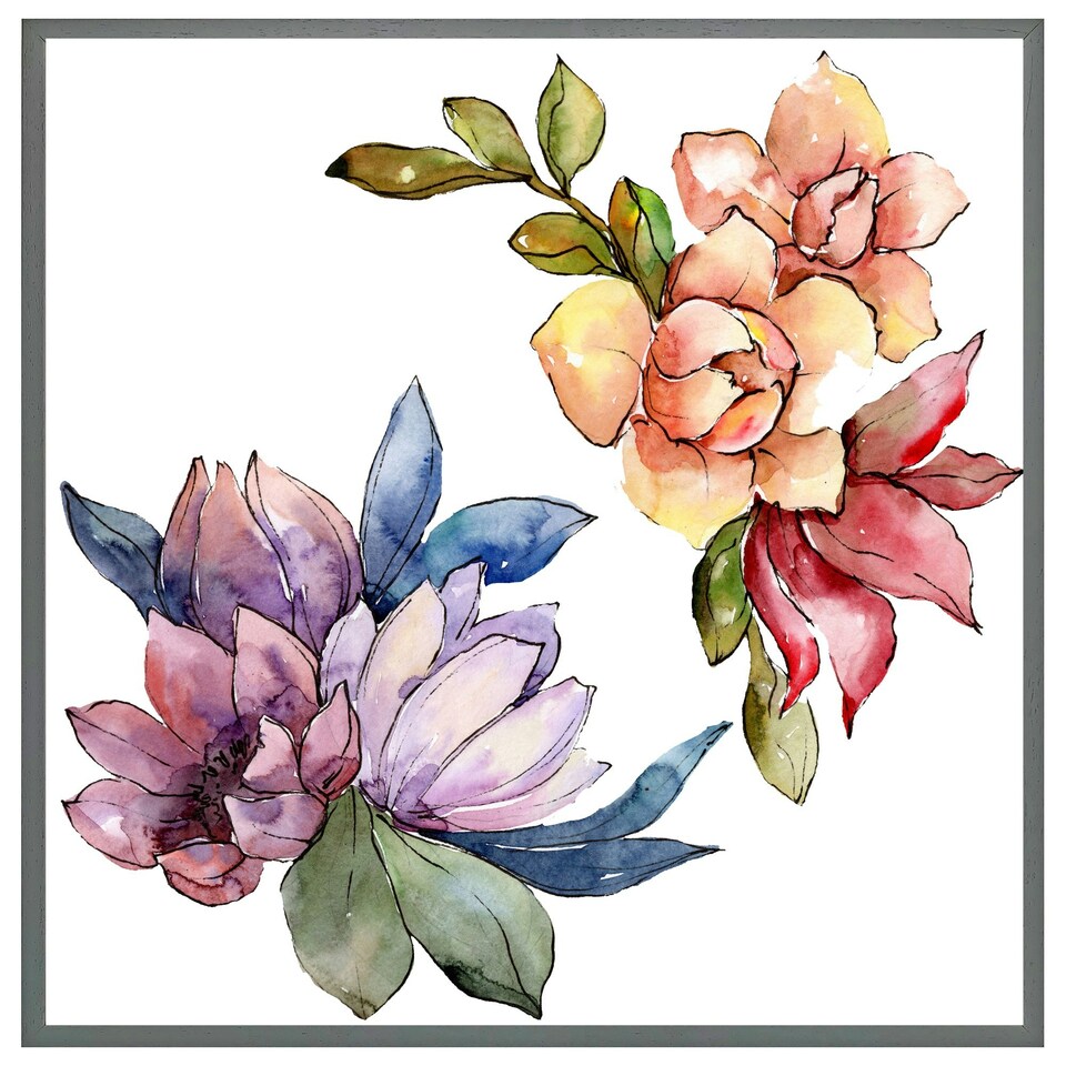 image 1 of Rainbow flowers (Picture Frame) Black | S