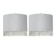 image 1 of First Choice Lighting Set of 2 Fringed Silvery Grey 23cm Fringed Velvet Pendant Shades Silver