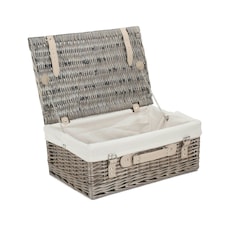 46cm Antique Wash Wicker Picnic Basket with Lining White | White | One Size