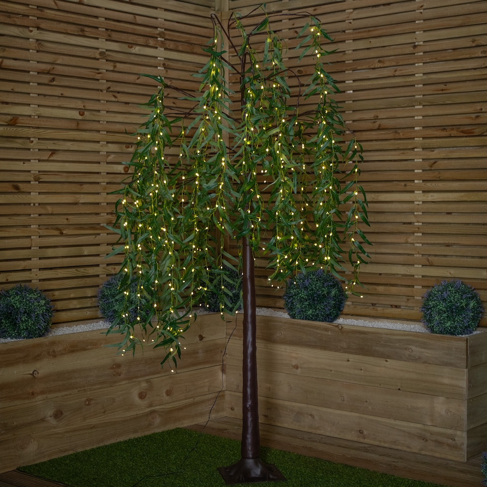image 1 of 7ft (2.1m) Tall Light up Christmas Willow Tree with 384 Warm White LEDs