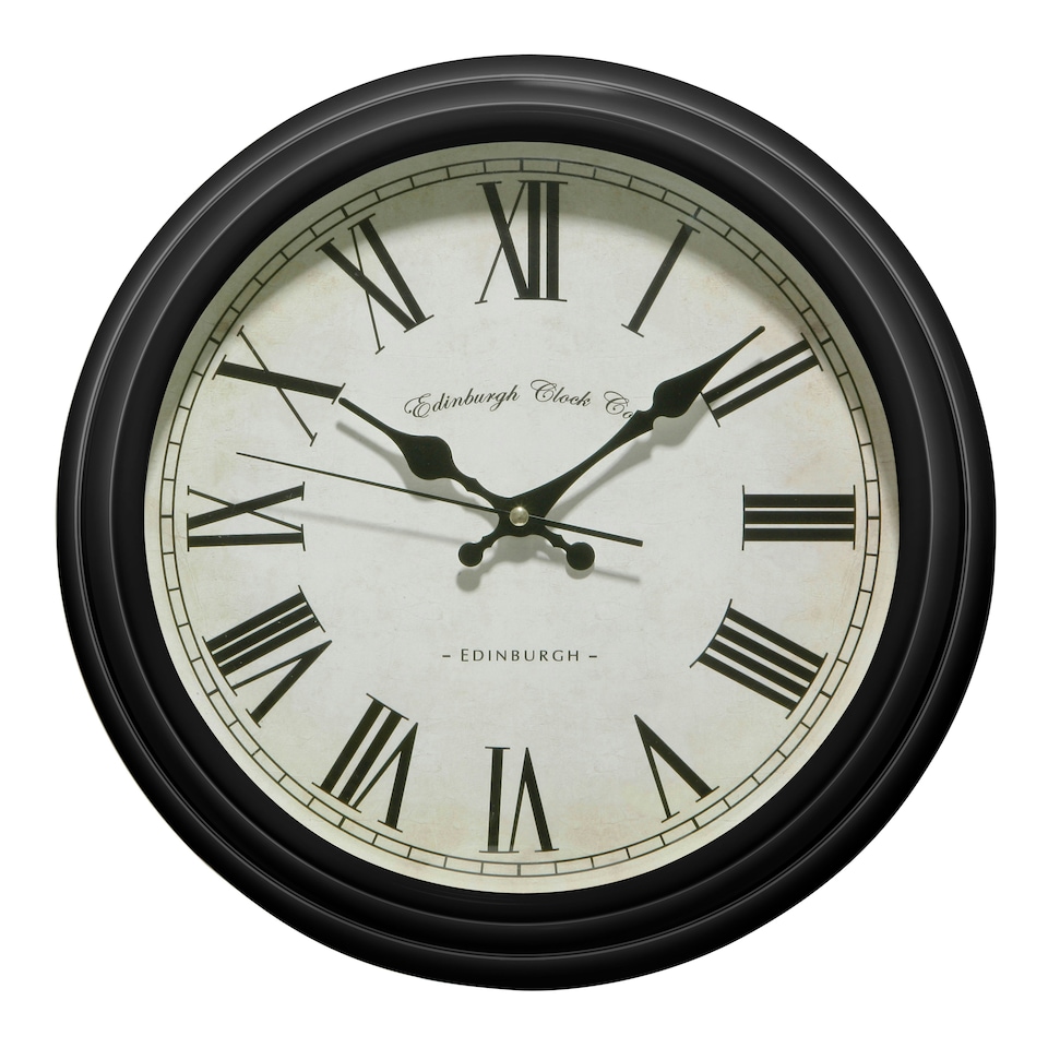 image 1 of Interiors By Premier Black Lined Rim Wall Clock, Antique Style Silent Wall Clock, Classic Clock With Retro Minute And Hour Hands