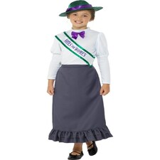 Victorian Suffragette Costume - Grey - with Skirt - Attached Blouse - Sash & Hat - 49697S S