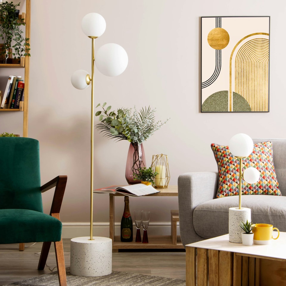 image 1 of BHS Terrazzo Forella Floor Lamp | Gold | Satin Brass | 1