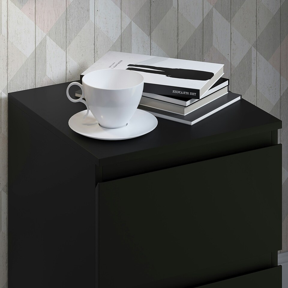 image 1 of FWStyle Stora 2 Drawer Bedside Cabinet - Matt Black