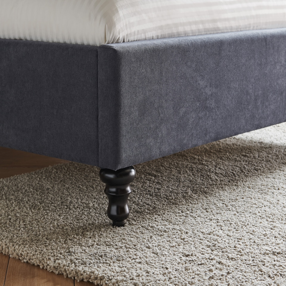 image 1 of 6ft Super King Fabric upholstered, dark grey,buttoned back,curved bed frame,bedstead