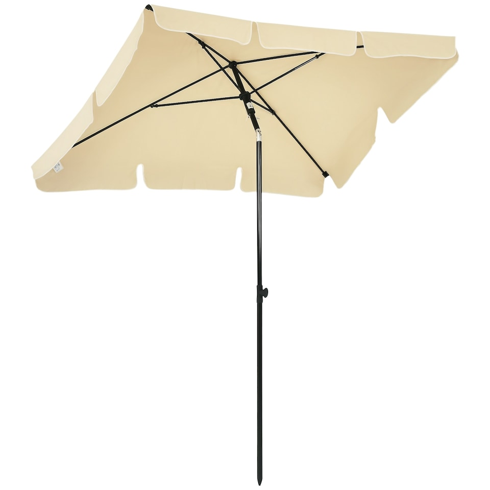 image 1 of Outsunny Aluminium Sun Umbrella Parasol Patio Rectangular 2M x 1.3M Beige