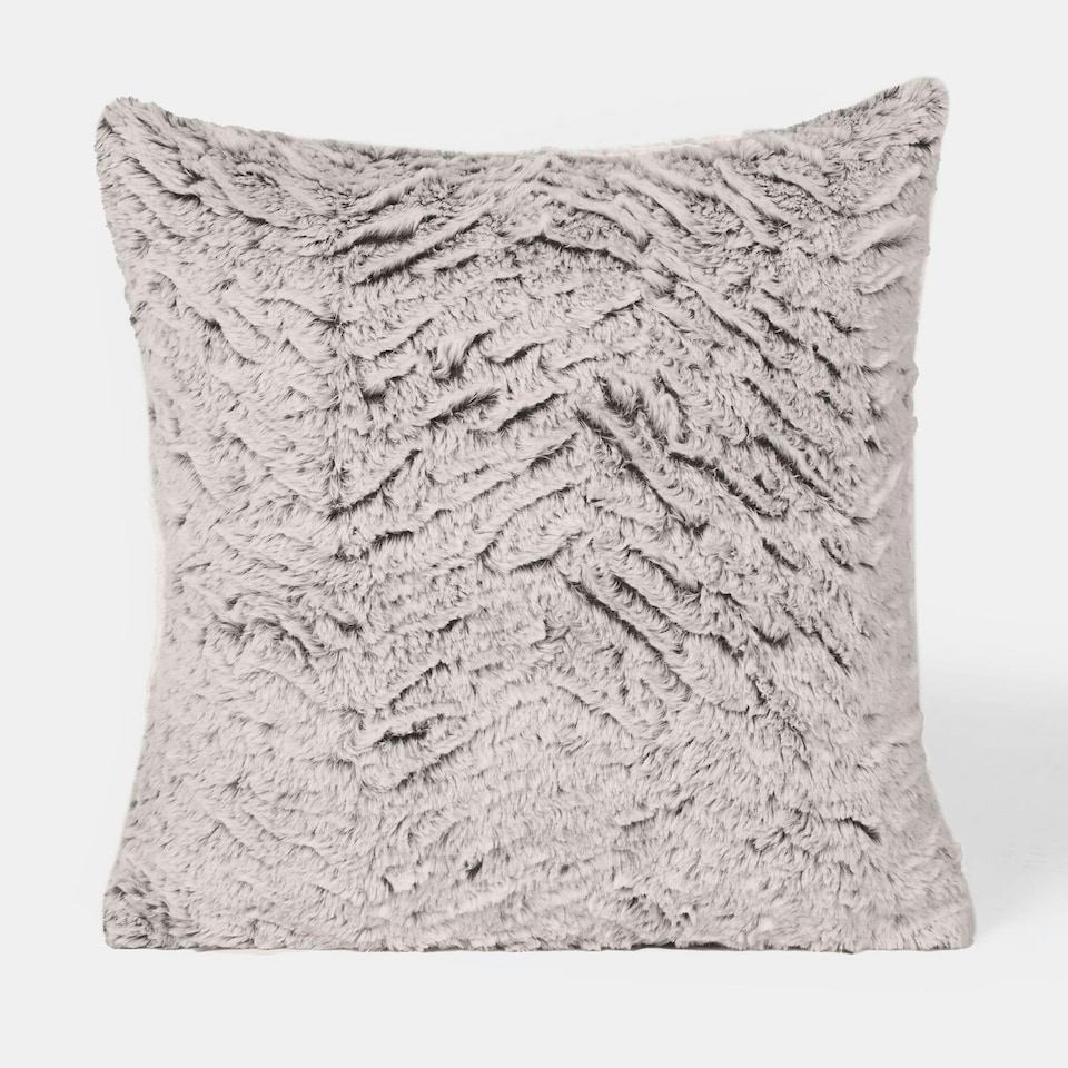 image 1 of OHS 2 x Two Tone Faux Fur Plush Cushion Covers, 45x45cm - Natural