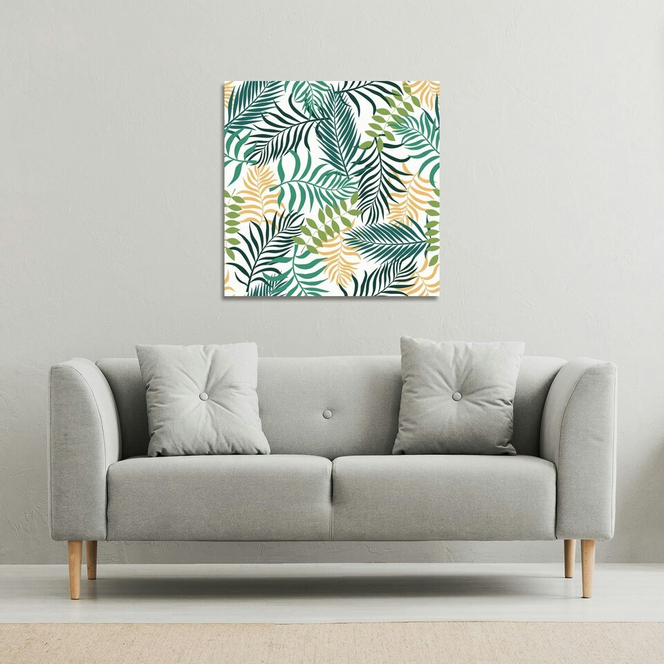 image 1 of Tropical palm leaves (Canvas Print) 101 x 101 x 4cm