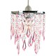 image 1 of Modern Waterfall Design Pendant Shade with Clear/Pink Acrylic Drops and Beads