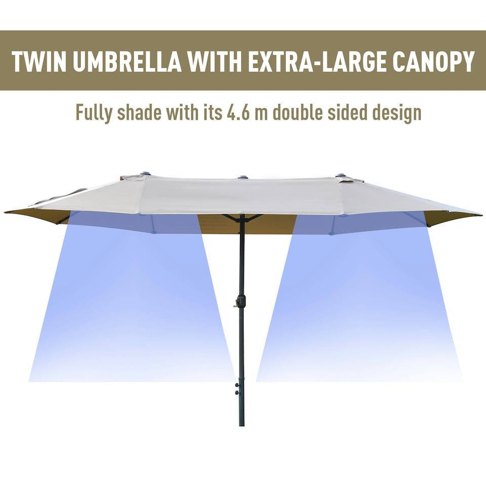 image 1 of Outsunny 4.6M Garden Patio Umbrella Canopy Parasol Sun Shade w/ Base Off White