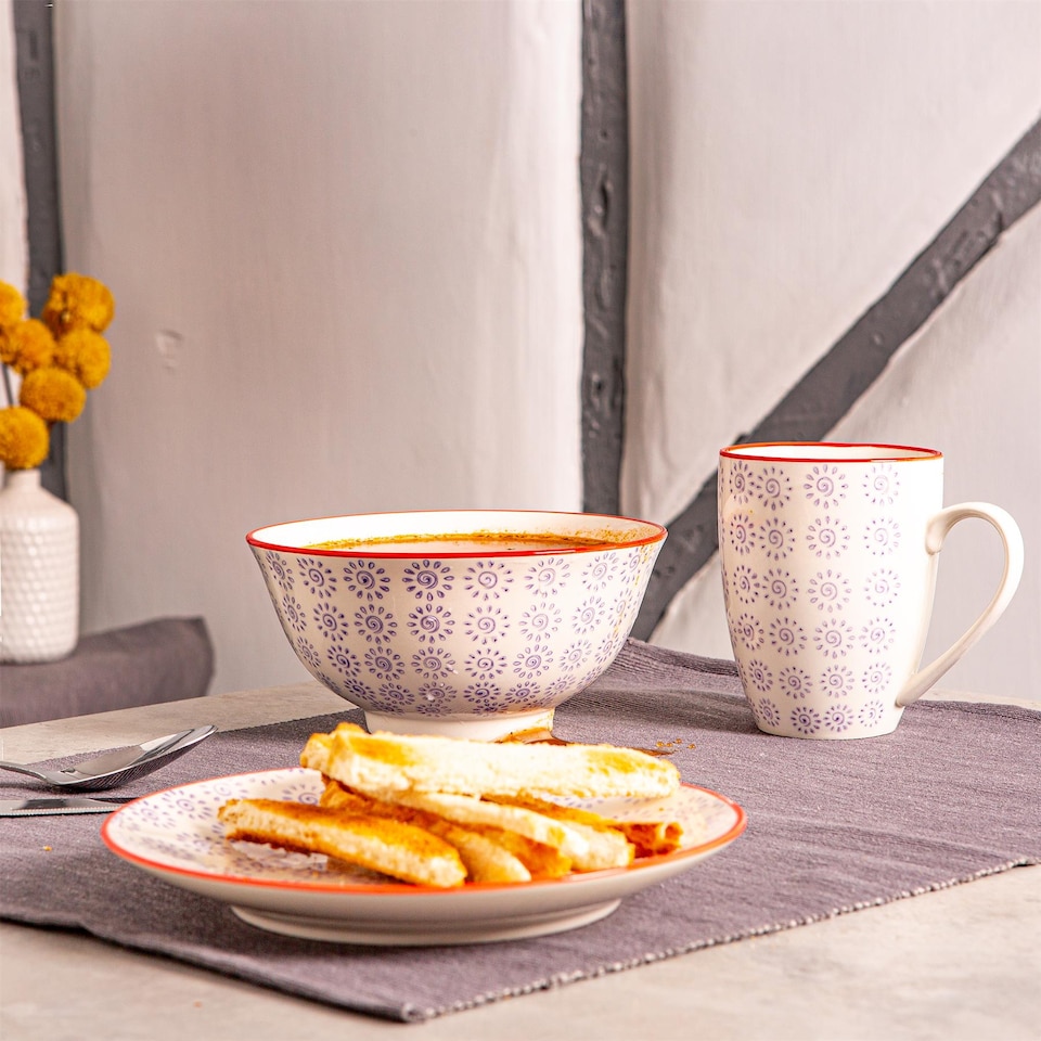 image 1 of Nicola Spring Nicola Spring Hand-Printed Mug - 360ml - Orange - Pack of 6