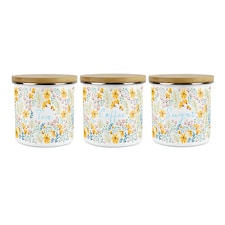 Yellow Daisies Tea, Coffee & Sugar Large Kitchen Canisters - Set of 3