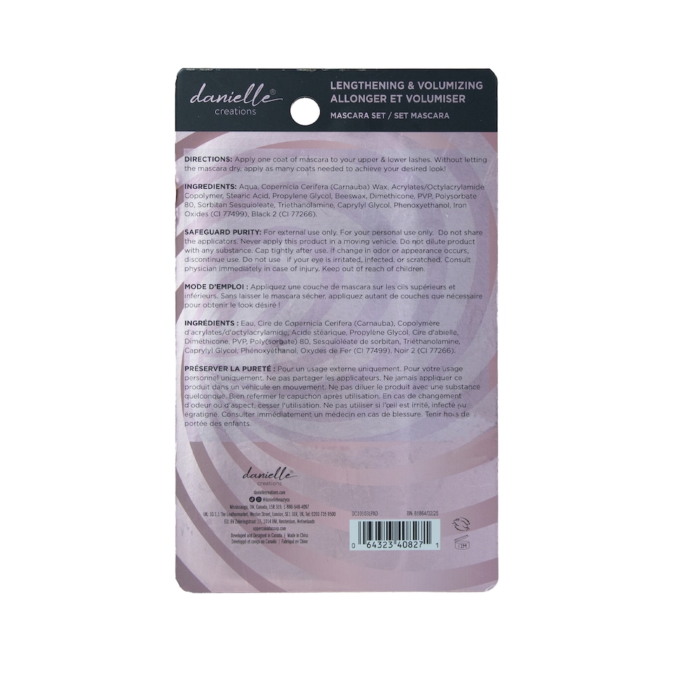 image 1 of Danielle Creations Dark Black Lengthening & Volumizing Mascara Duo Gift Set
