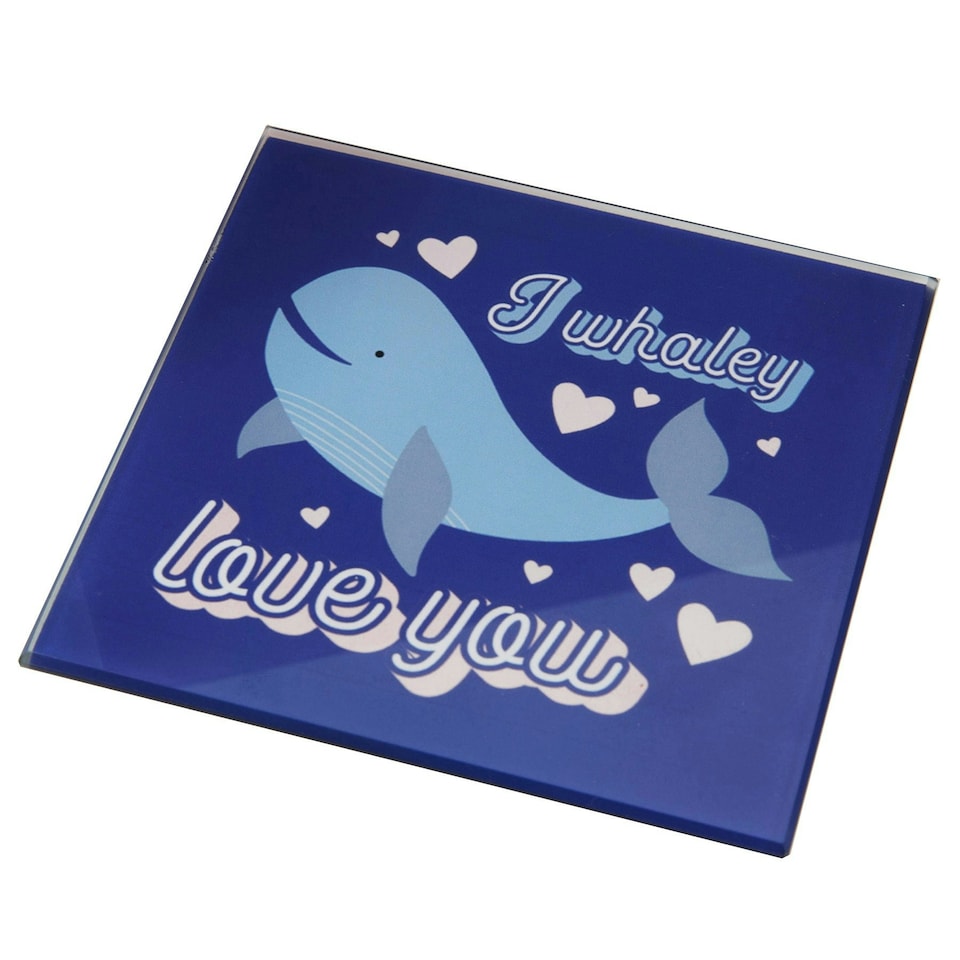 Widdop Valentines Glass Coaster - I Whaley Love You