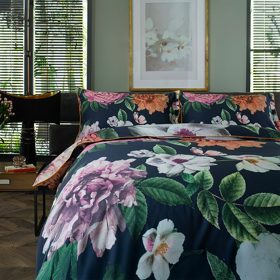 image 1 of Chelsea Show 180 Thread Count Cotton Digital Printed Duvet Cover Set Multi | White | Single