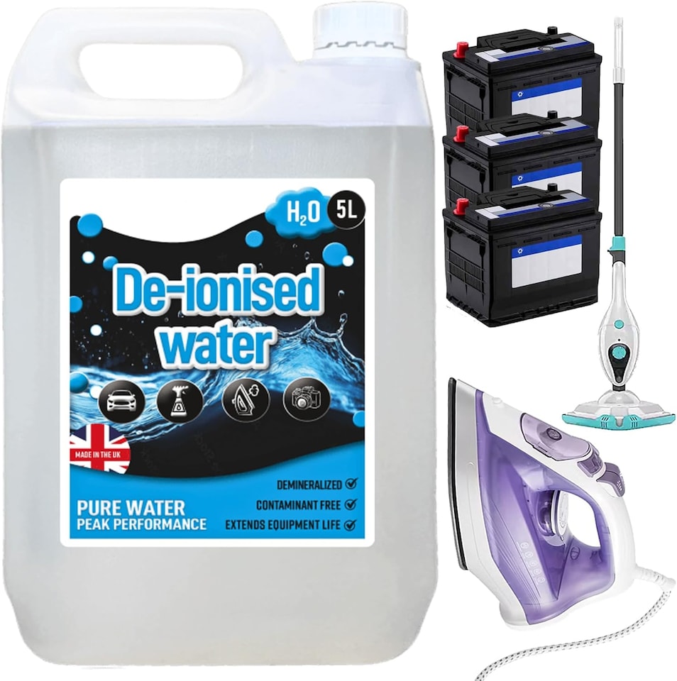 image 1 of 1 x 5 Litre Deionised Water Mineral-Free Ideal For Batteries, Steam Irons & Cleaning
