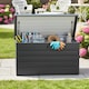 image 7 of Outsunny 311L Garden Storage Box, Outdoor Storage Box Waterproof with Lockable Lid and Gas Rods, Galvanised Steel Deck Box Container for Tools, Cushions, Accessories, Dark Grey