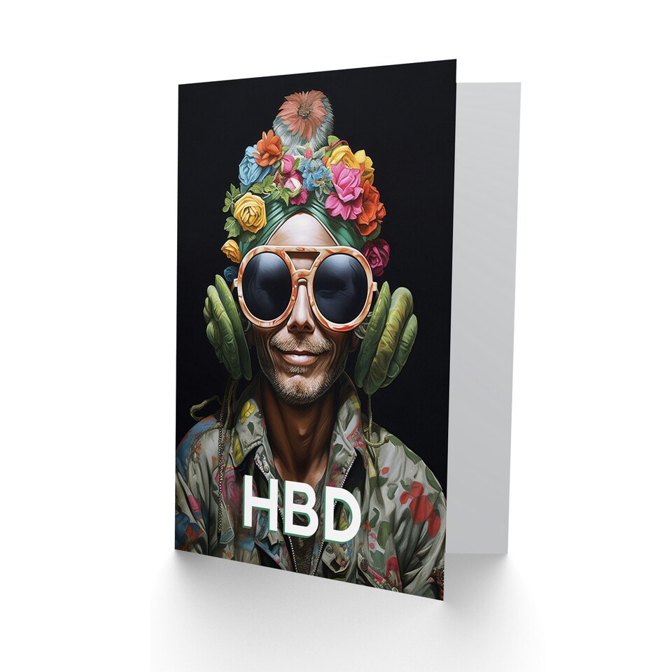 image 1 of Oddball Strange Flower Man HBD Him Her Birthday Card