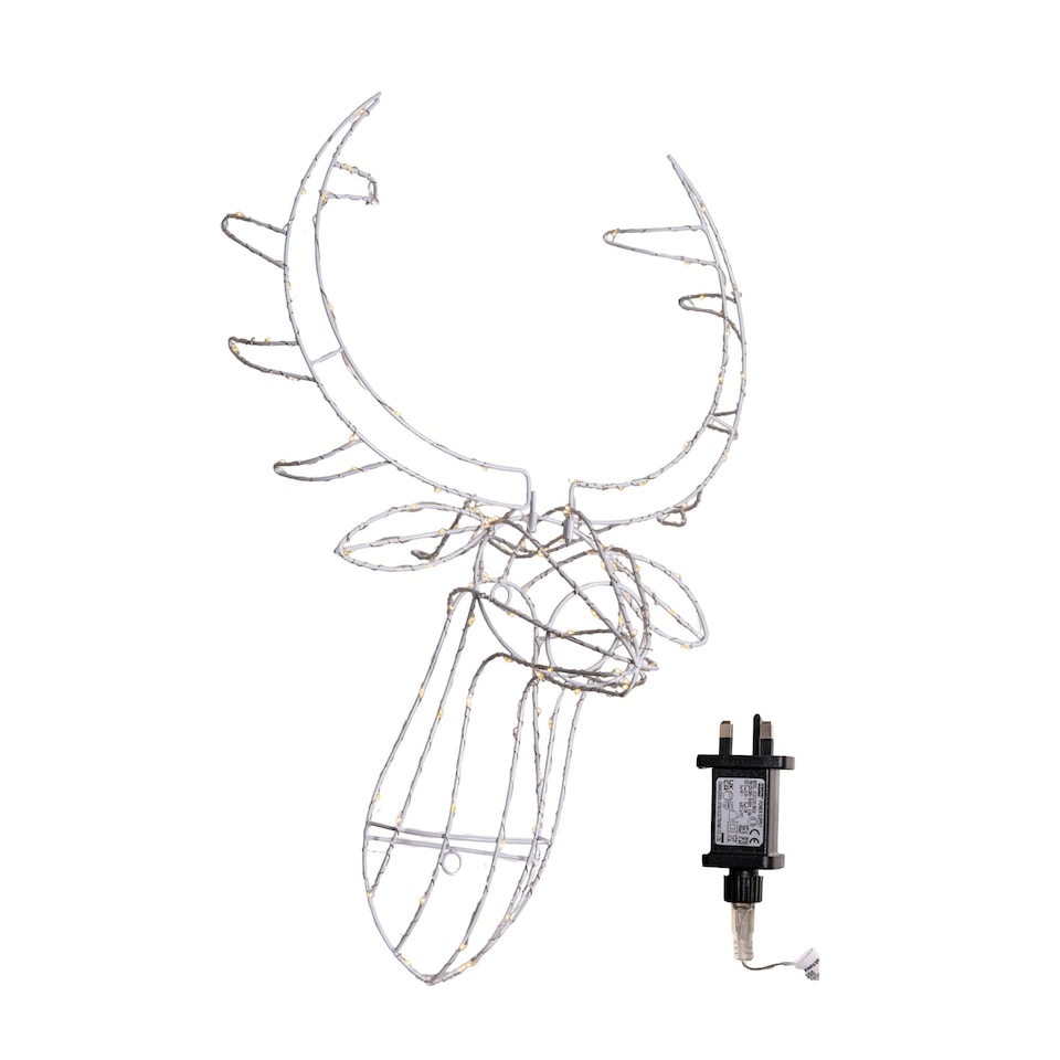 image 1 of 70cm Festive Christmas Indoor Outdoor Twinkling LED Reindeer Head in Warm White