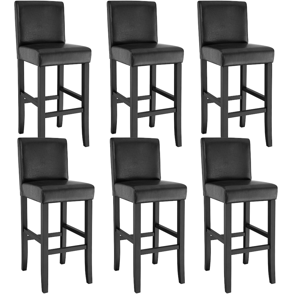image 1 of Bar Stools with a padded backrest and faux leather cover | Black | black | 41 x 40 x 107 cm | 6