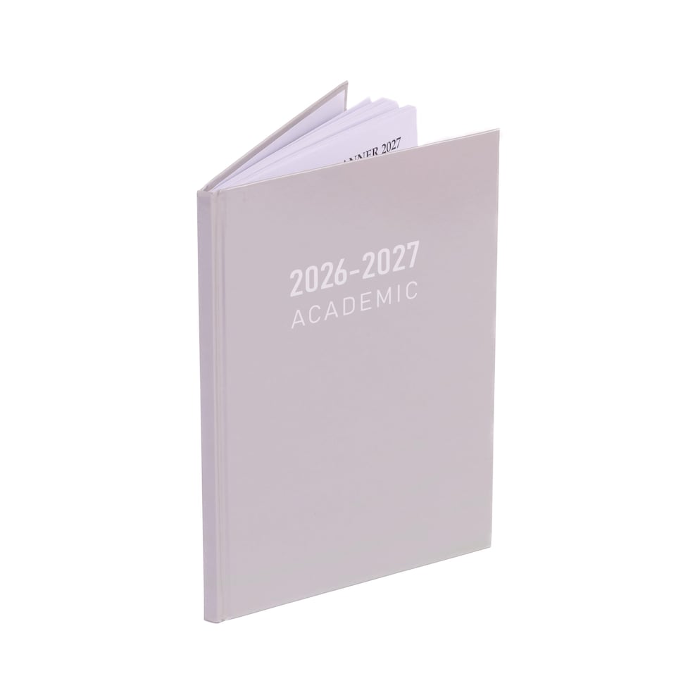 image 1 of 2026 2027 Academic Diary A5 Week to View - Mid Year Student Planner August 2026 to July 2027 - Hardback School College Organiser with Ribbon Bookmark (Grey) | Grey | Grey