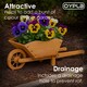 image 4 of Garden Wooden Wheelbarrow Flower Planter Ornamental Plant Pot | Brown