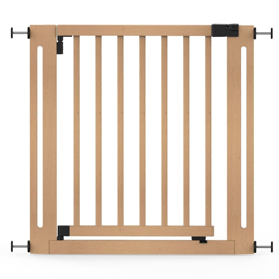 image 1 of Safetots Wooden Elegance Gate, Natural, 79cm - 87cm, Pressure Fit Safety Gate, 57cm Extra Wide Doorway, Easy Installation