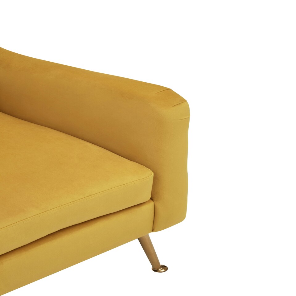 image 1 of Interiors by Premier Yellow Velvet Armchair for Lounge, Angular Gold Leg Chair with Velvet Upholstery for Living Room, Home