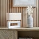 image 2 of Block White Ceramic Rectangular Table Lamp Cream | White