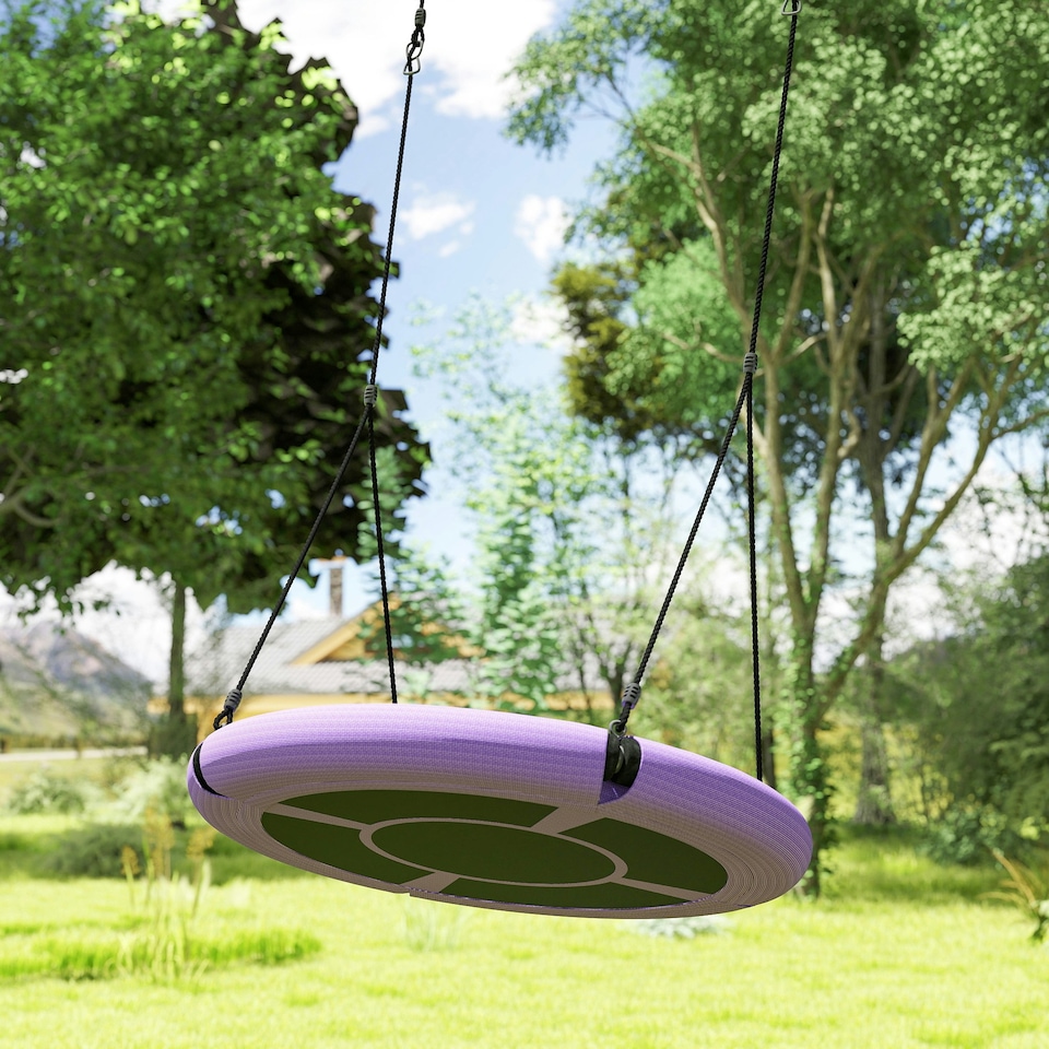 image 1 of AIYAPLAY Nest Swing Set, 100 cm Saucer Tree Swing Set for Kids, Purple