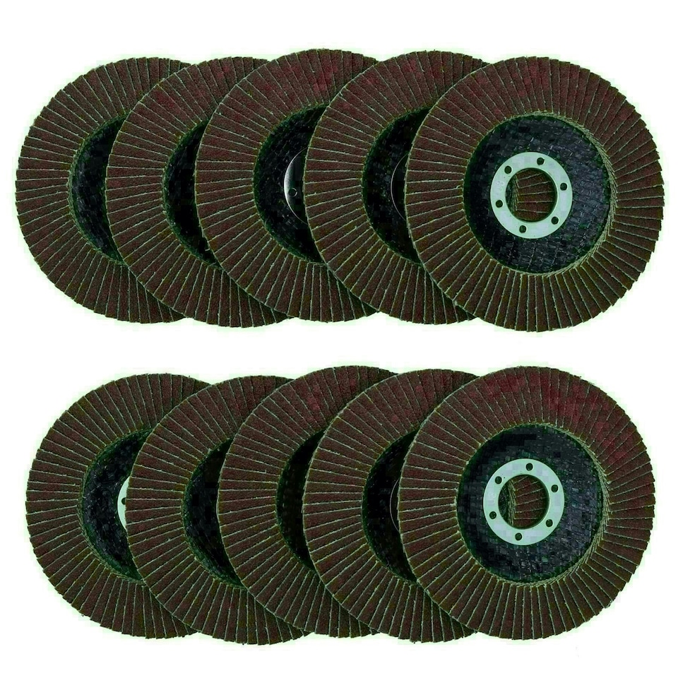 image 1 of 100 x Flap Discs 80 Grit Angle Grinder 4.5" (115mm) Flat Sanding Grinding AU014